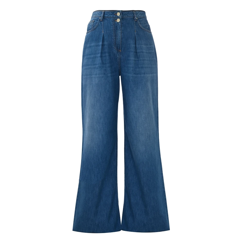 Kocca Jeans med vida ben och dubbla knappar Blue, Dam