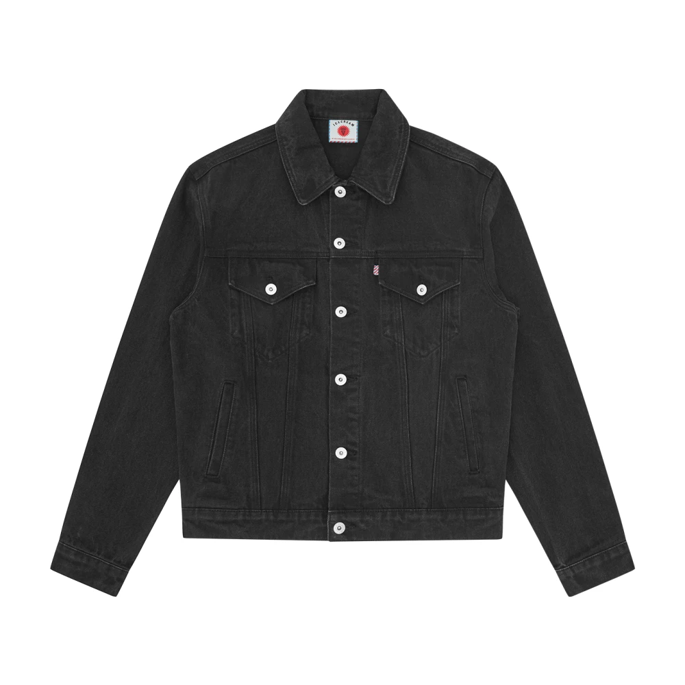 Icecream Men's Black Running Dog Denim Trucker Jacket