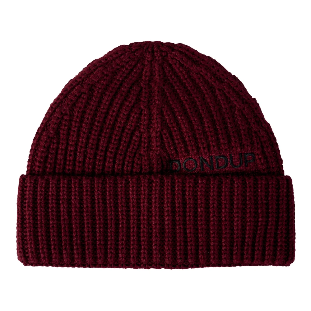 Dondup Red Accessories, Male, One Size, Ribbed Knit Beanie