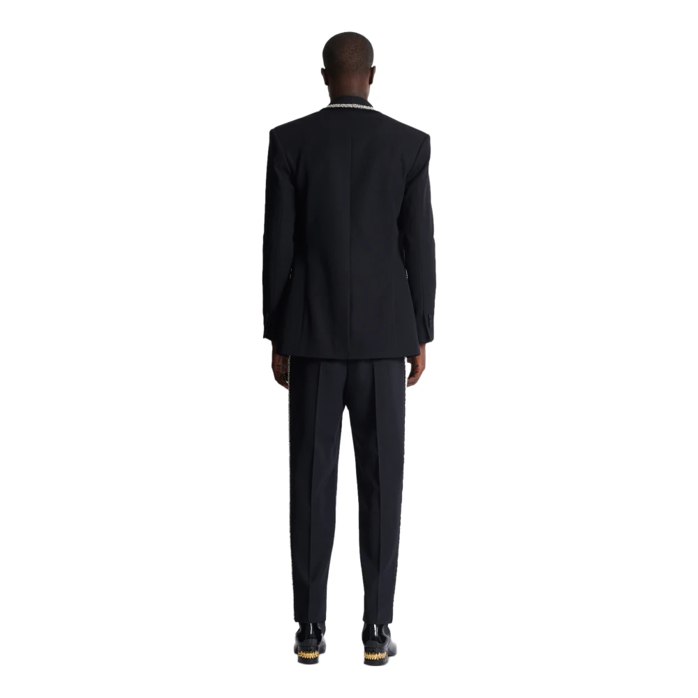Balmain Jasje van graan met geborduurde kraag Black Heren