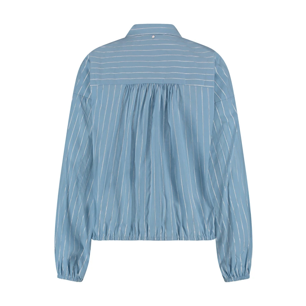 Tramontana Oversized Lurex-Gestreepte Blouse Blue Dames