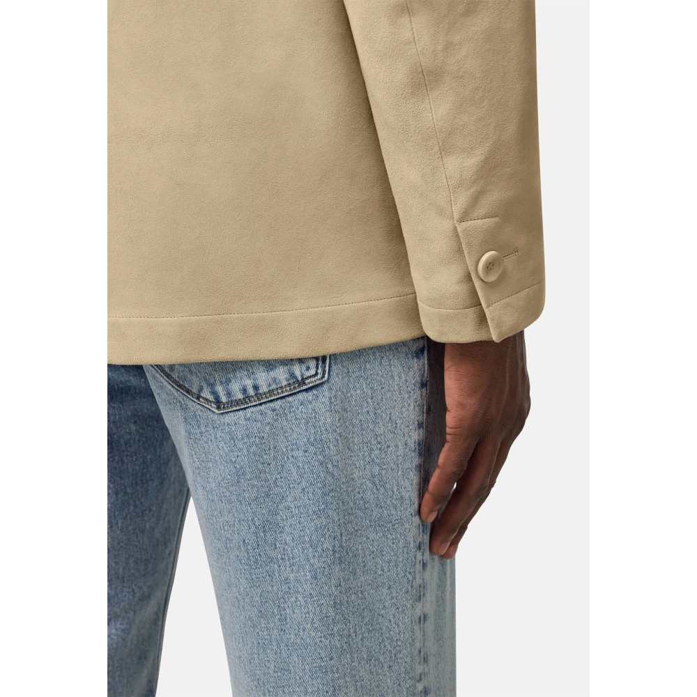 Boggi Milano Shirtjack van echt suède leer Beige Heren