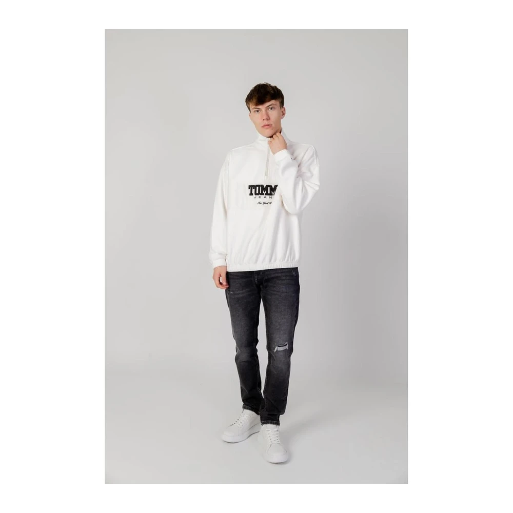Tommy Jeans Polyester Hoodless Sweatshirt Collection White Heren