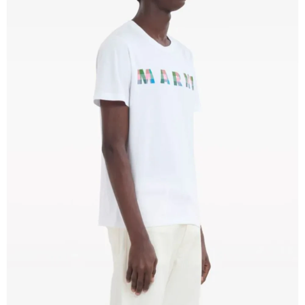Marni Grafisch Logo T-shirt Wit White Heren