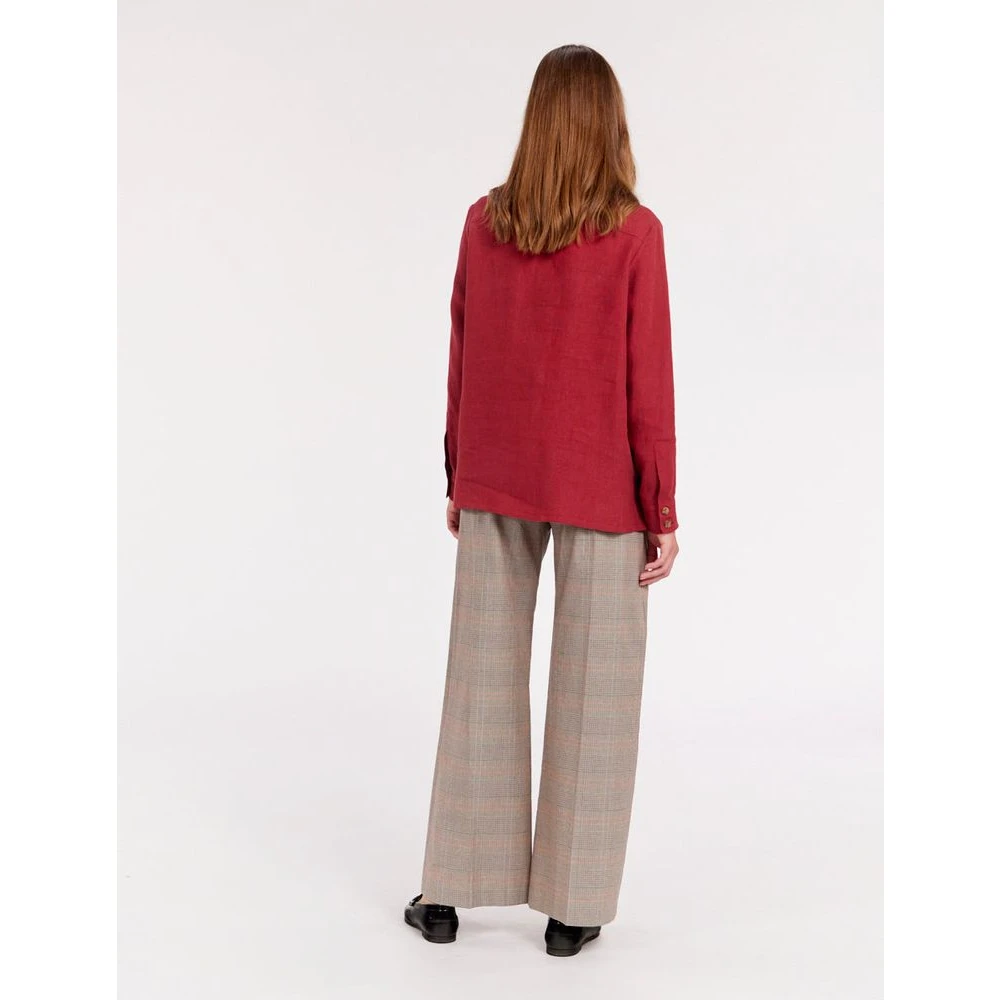 Ines De La Fressange Paris Chandler shirt in framboos linnen Pink Dames