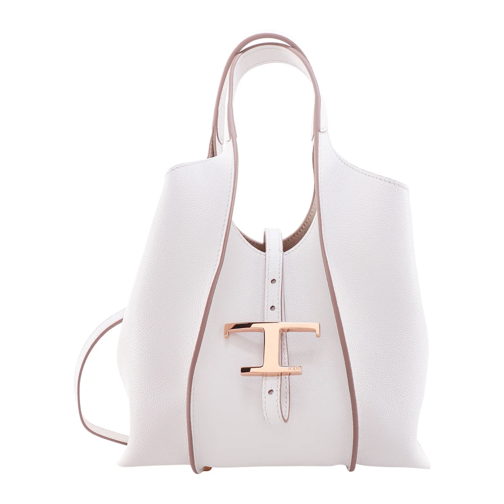 TOD'S Leren schoudertas met T Timeless detail White Dames