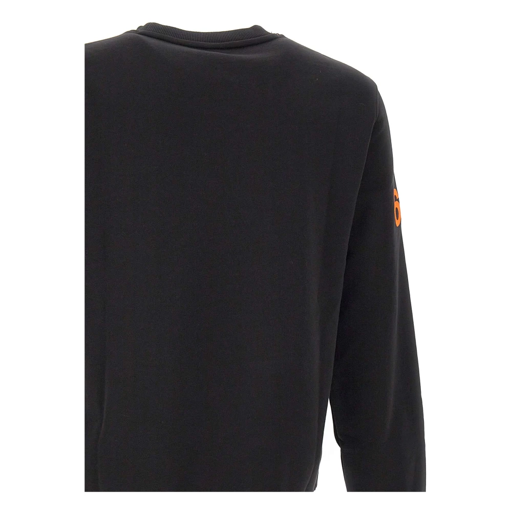 Sun68 Zwarte Katoenen Sweatshirt met Oranje Piping Black Heren