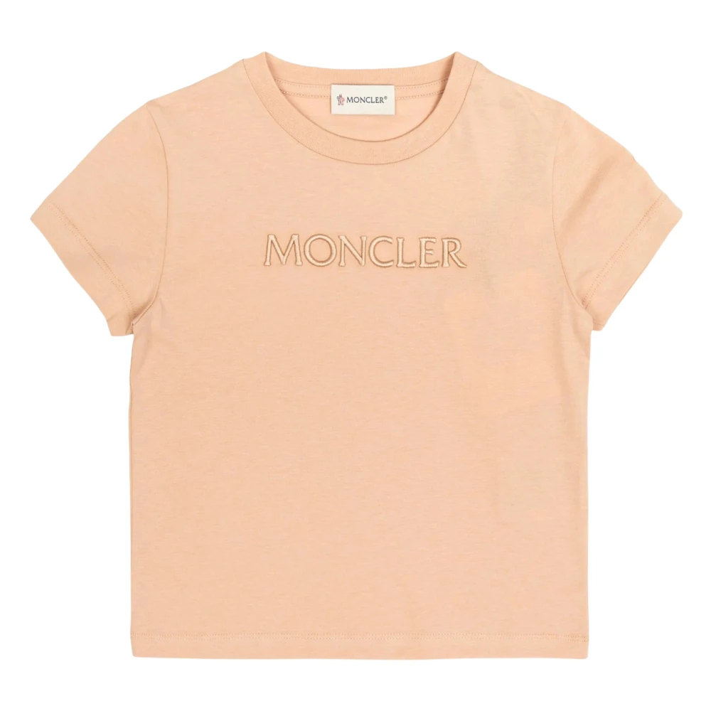 Moncler Pink Kids Short Sleeve T-Shirts, Female, 6 Y, Chic Girls Logo T-Shirt In