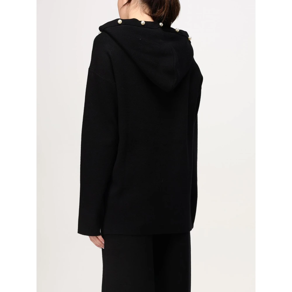Twinset Hoodie met parels Black Dames