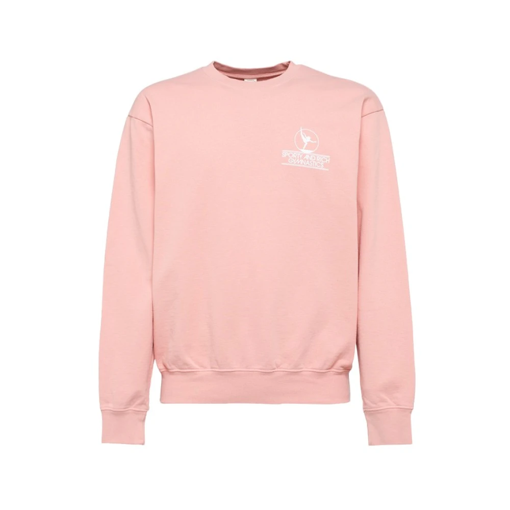 Sporty & Rich Katoenen sweatshirt met ronde hals Pink Dames