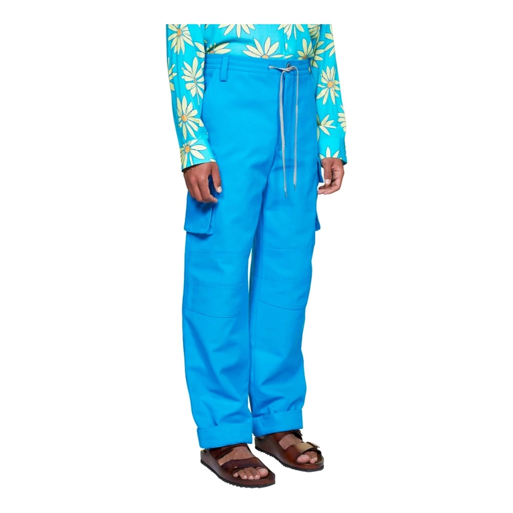 Jacquemus Katoenen Trekkoordbroek Blue Heren