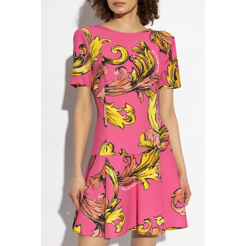 Versace Jeans Couture Jurk met Outline Barocco print Pink Dames