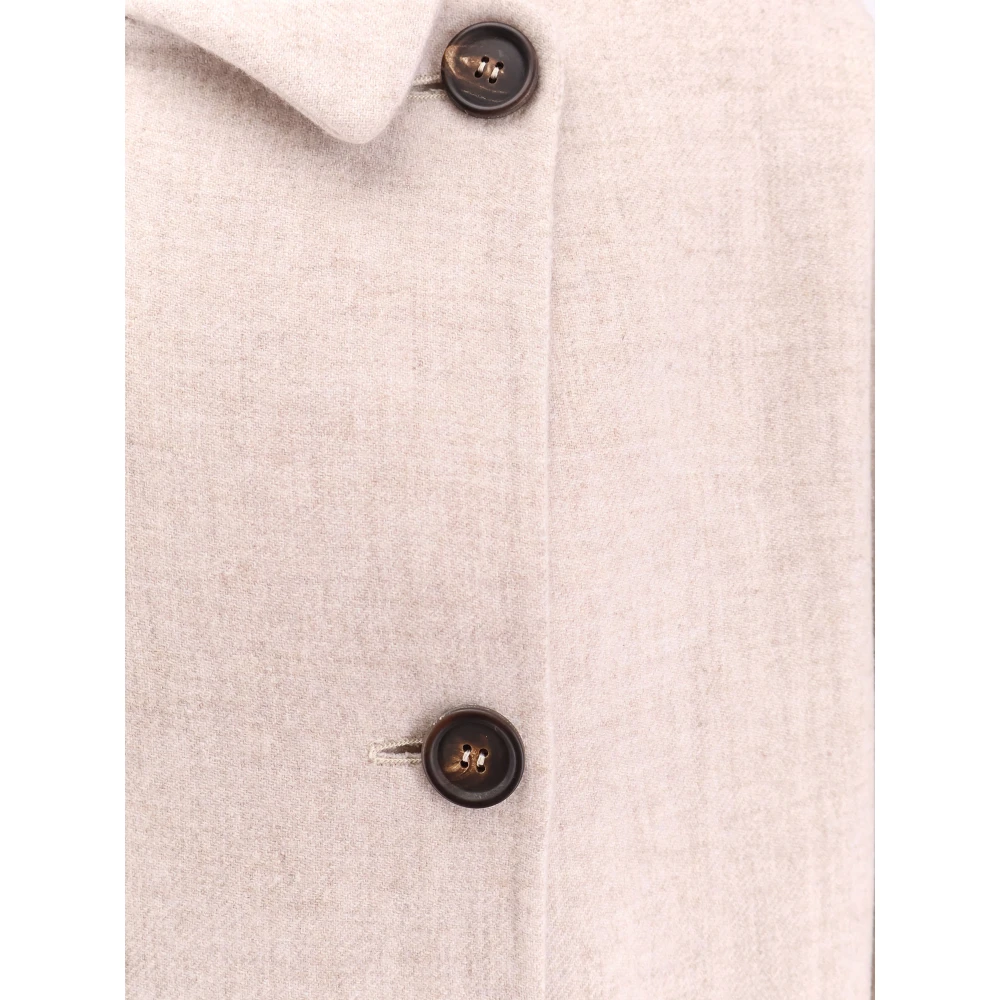 BRUNELLO CUCINELLI Kasjmier Oversized Jas met Maxi Manchetten Beige Dames