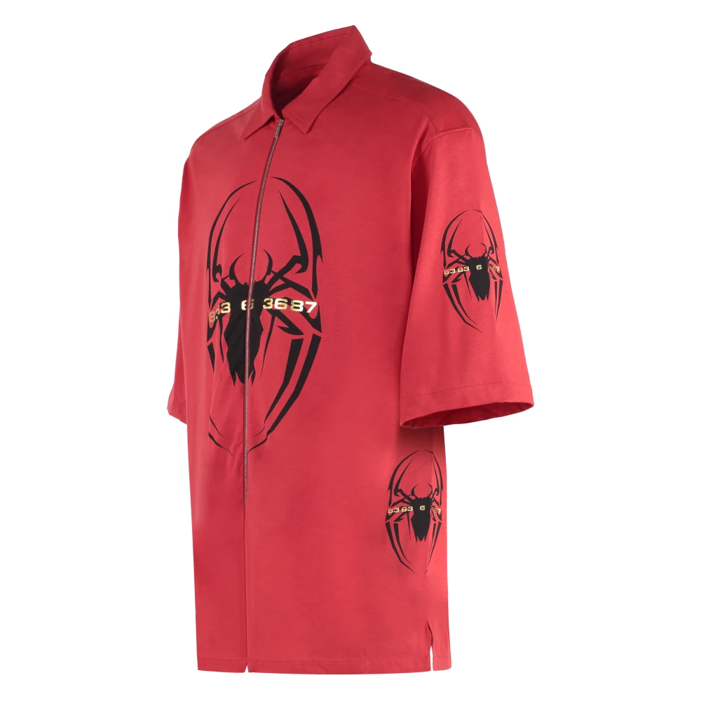 Vetements Spider Katoenen T-shirt met Zijsplitten Red Heren
