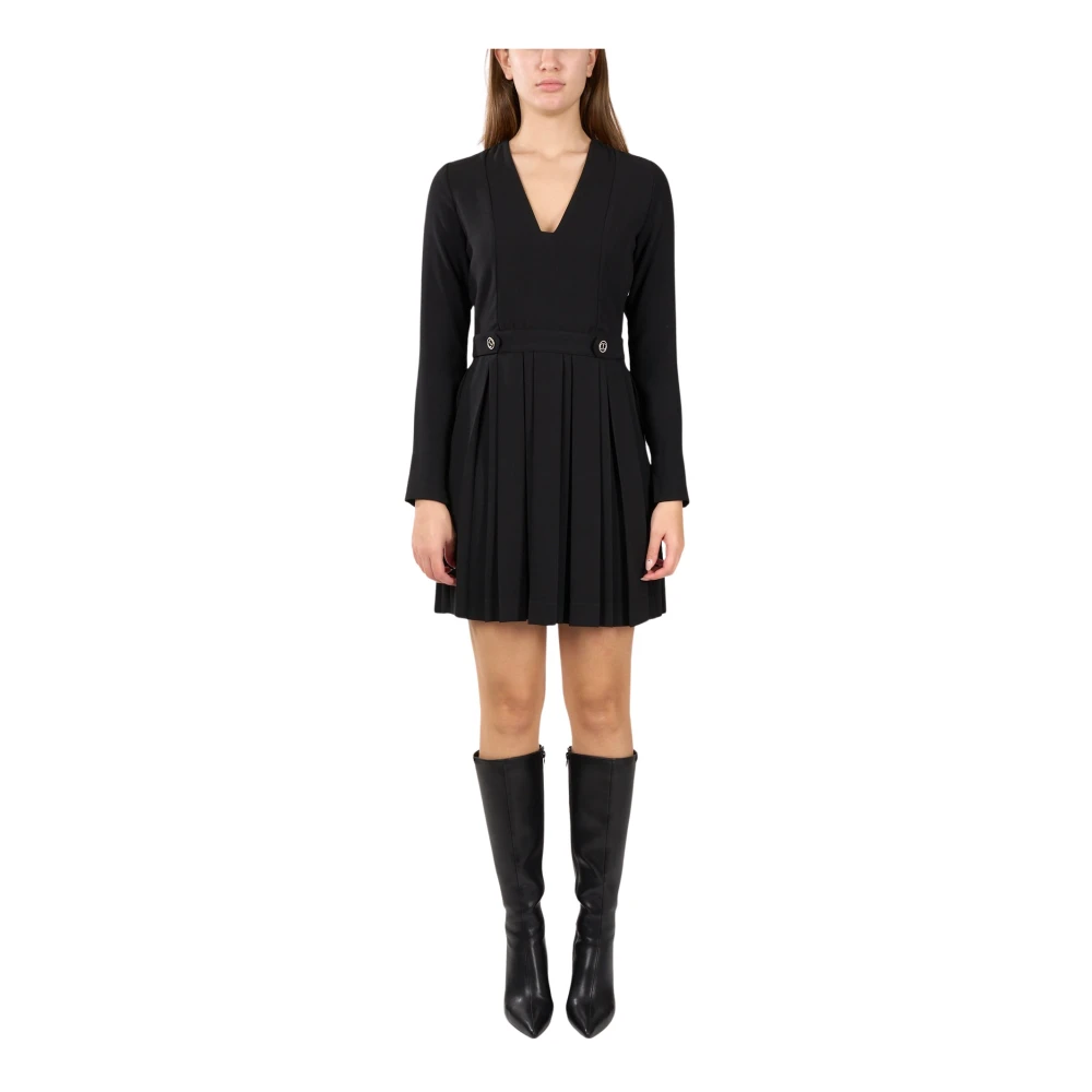 Twinset Mini jurk in crêpe met plooien Black Dames