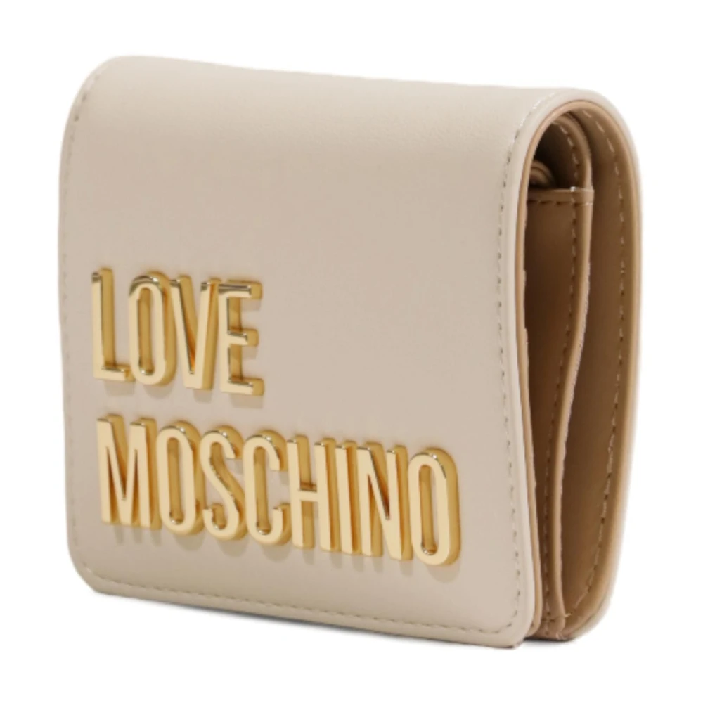 Love Moschino Beige Portemonnee met Clip Sluiting Beige Dames