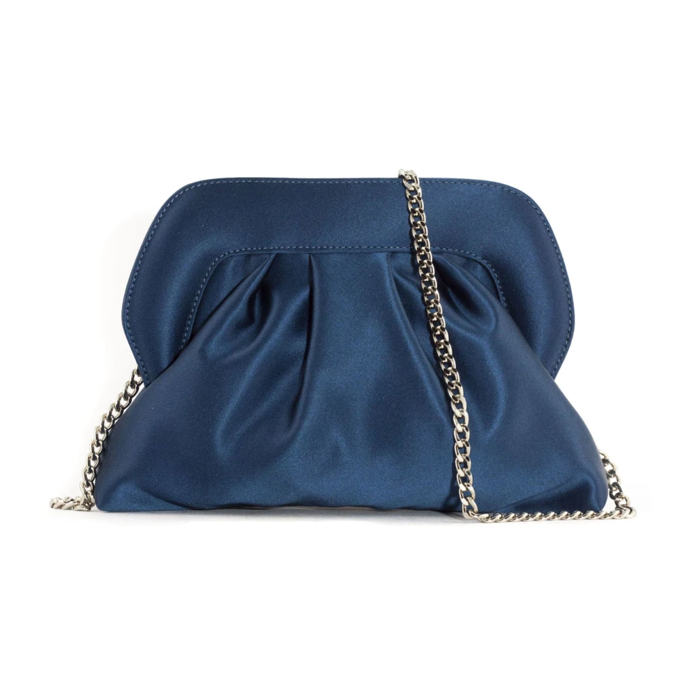 Roberto Festa Navy Blue Satin Ophelia Clutch Blue Dames