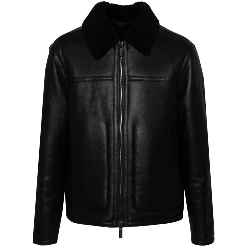 Calvin Klein Zwarte Shearling Ritsjas Black Heren