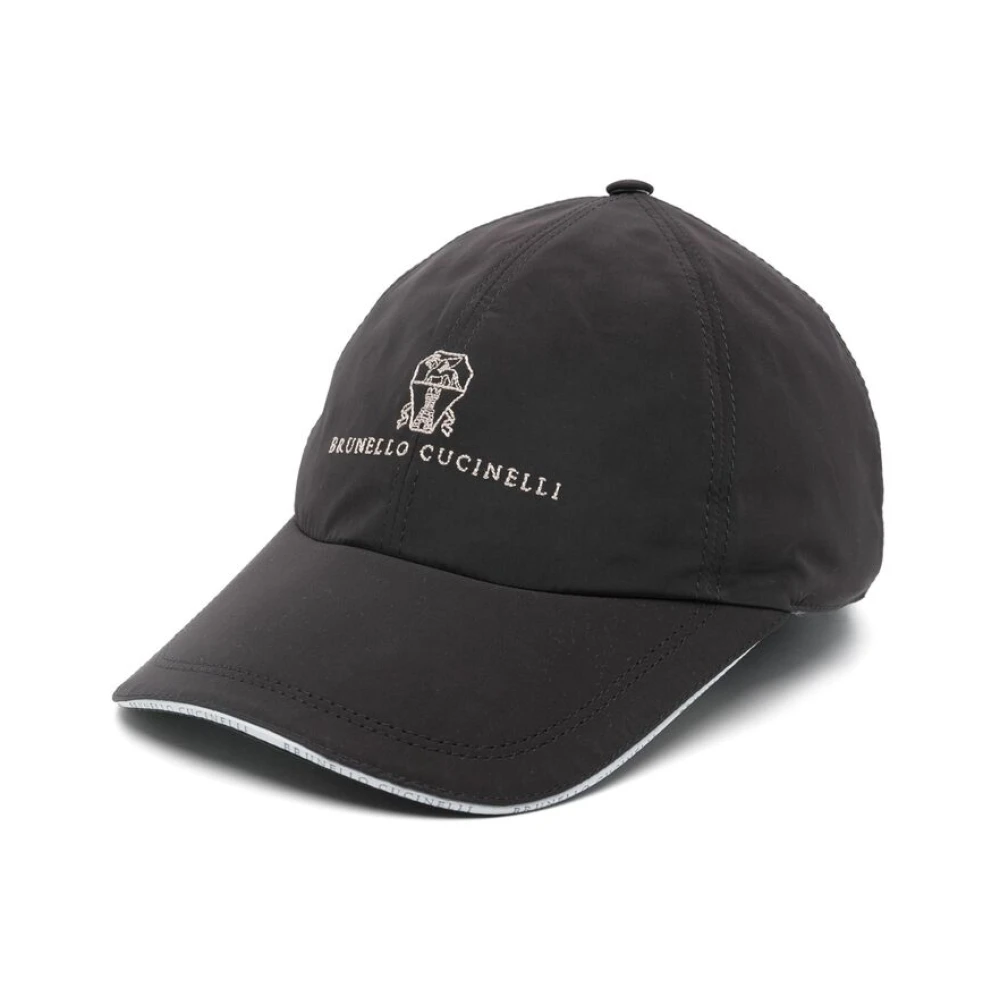 BRUNELLO CUCINELLI Zwarte Cut-Out Verstelbare Strap Cap Black Heren
