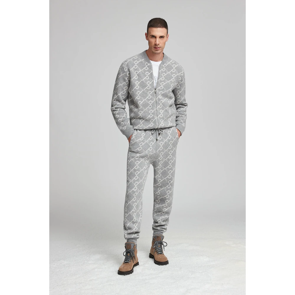 PESERICO Wollen blend logo broek Gray Heren