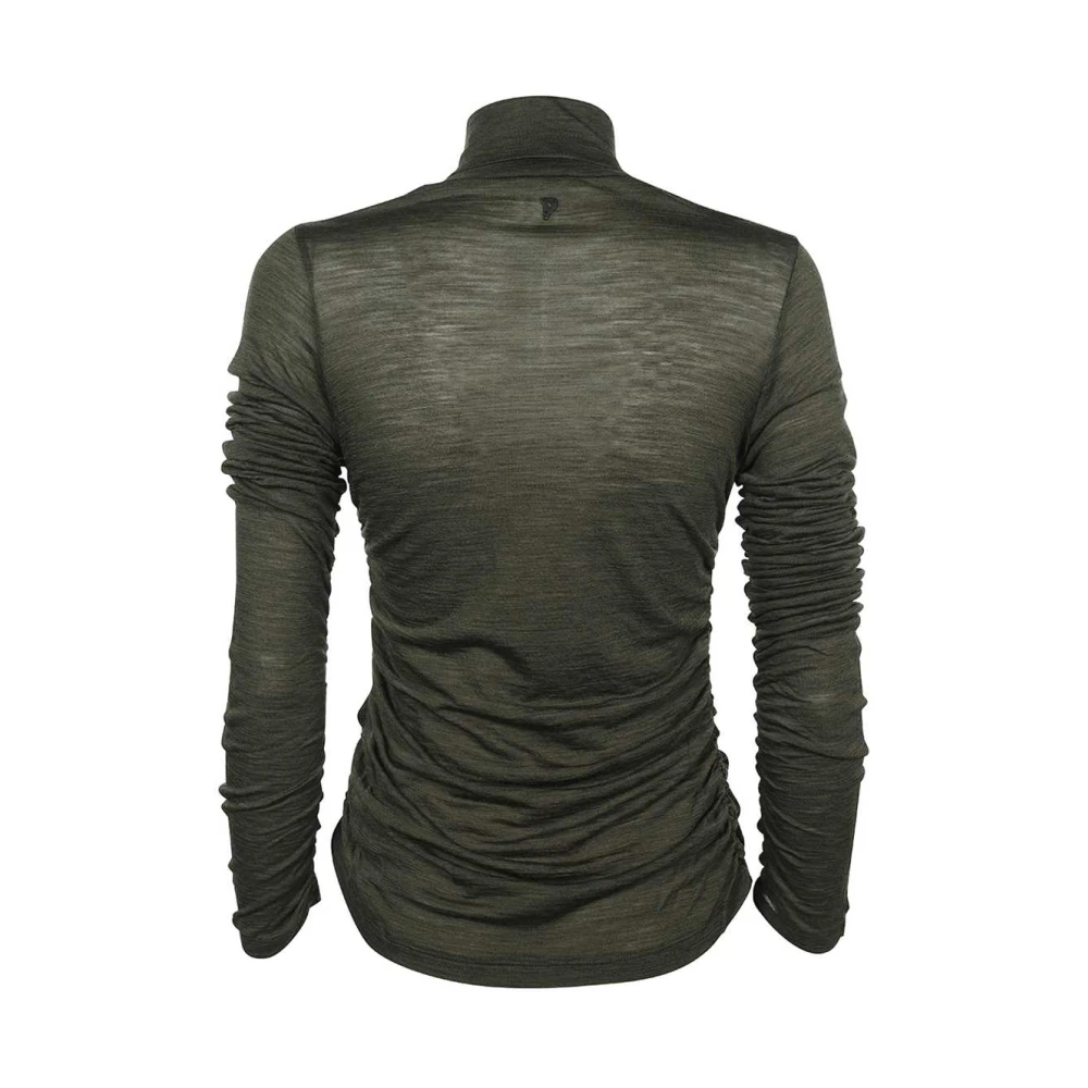Dondup Wollen Langarm T-Shirt Green Dames