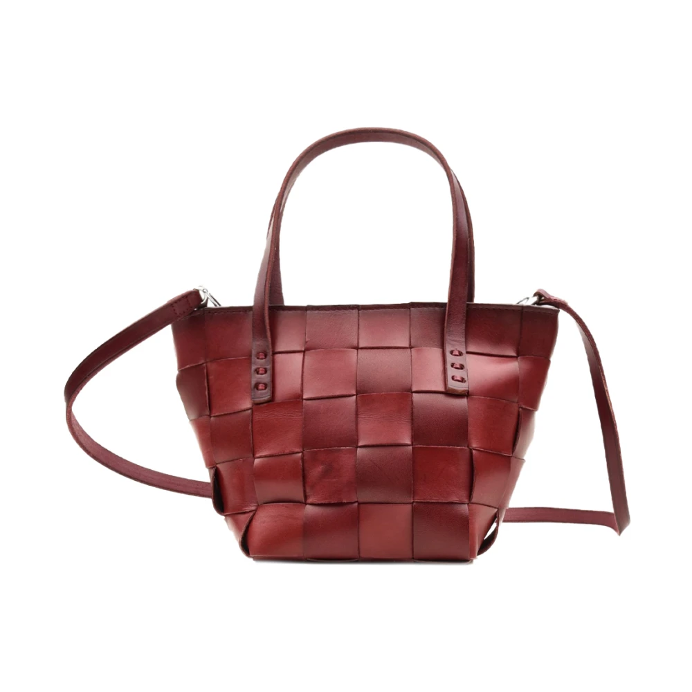 Dragon Diffusion Red Shopping Bags, Female, One Size, Mini Basket Bag With Woven Design
