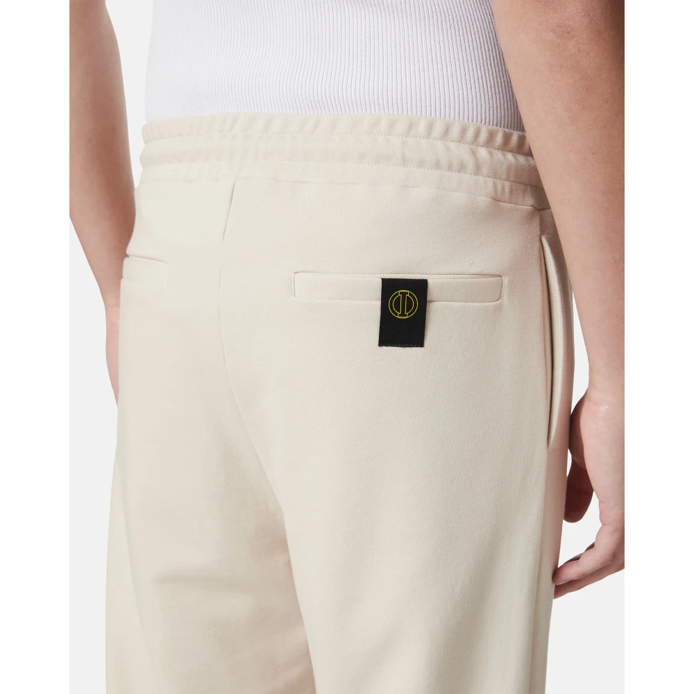 Iceberg Katoenen fleece broek in stoffig wit Beige Heren