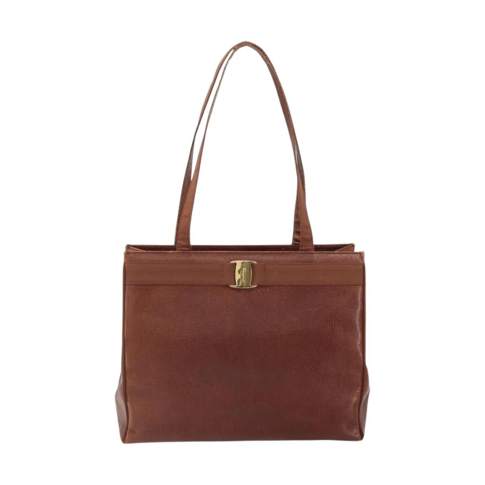 Salvatore Ferragamo Pre-Owned Women's Brown Pre-Owned Vintage Gancini Detail Tote Bag