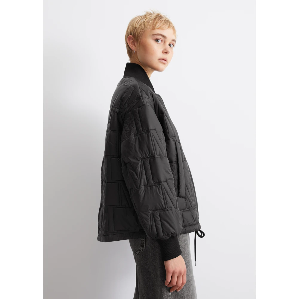 Marc O'Polo Logo gewatteerd jack relaxed Black Dames