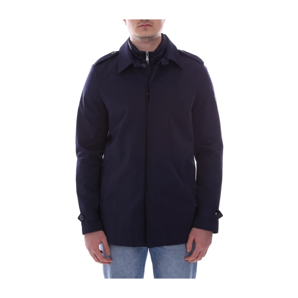 YES ZEE Navy Blauwe Trenchcoat met Afneembaar Vest Blue Heren