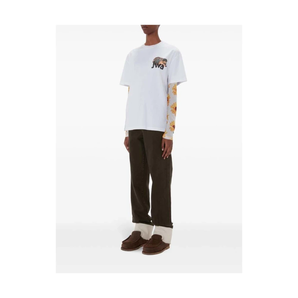 JW Anderson Grafische Print Katoenen T-shirt White Heren