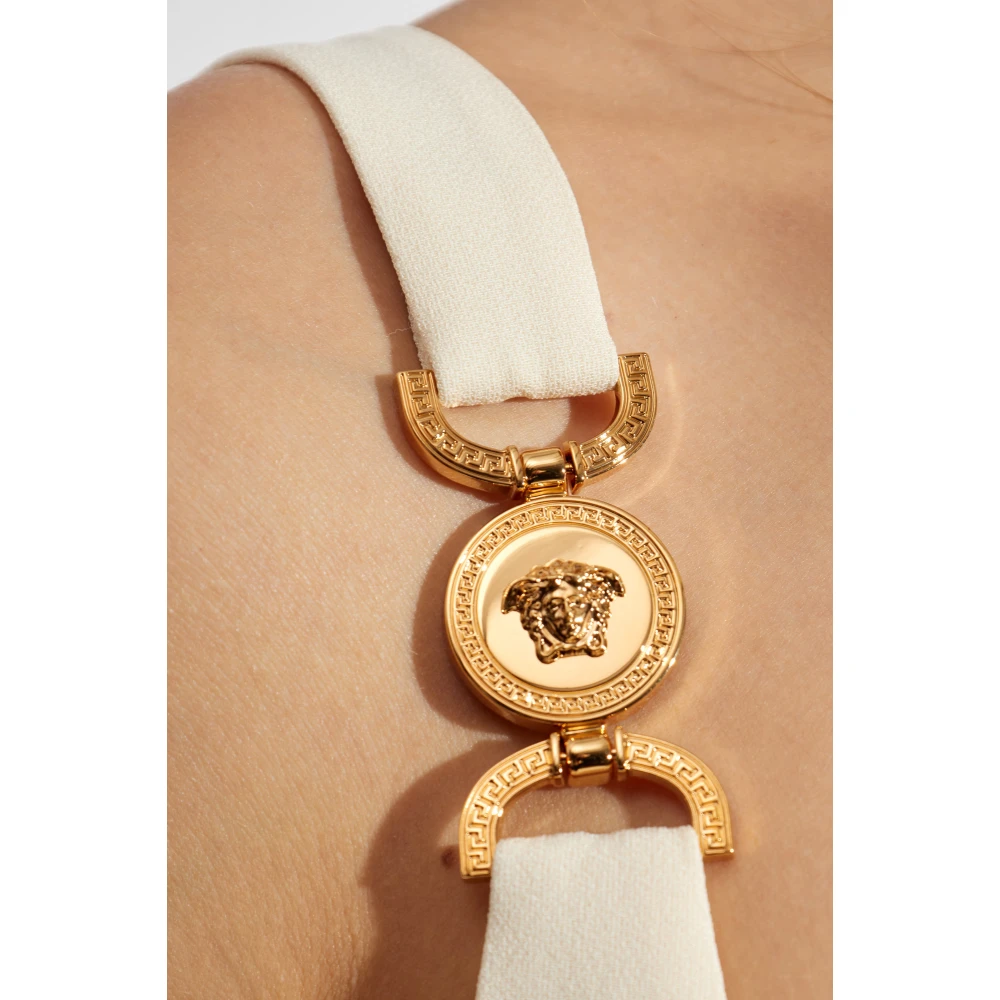 Versace Jurk met een voorsplit Beige Dames