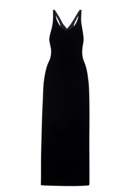Svart Velvet Maxi Klänning med Racerback