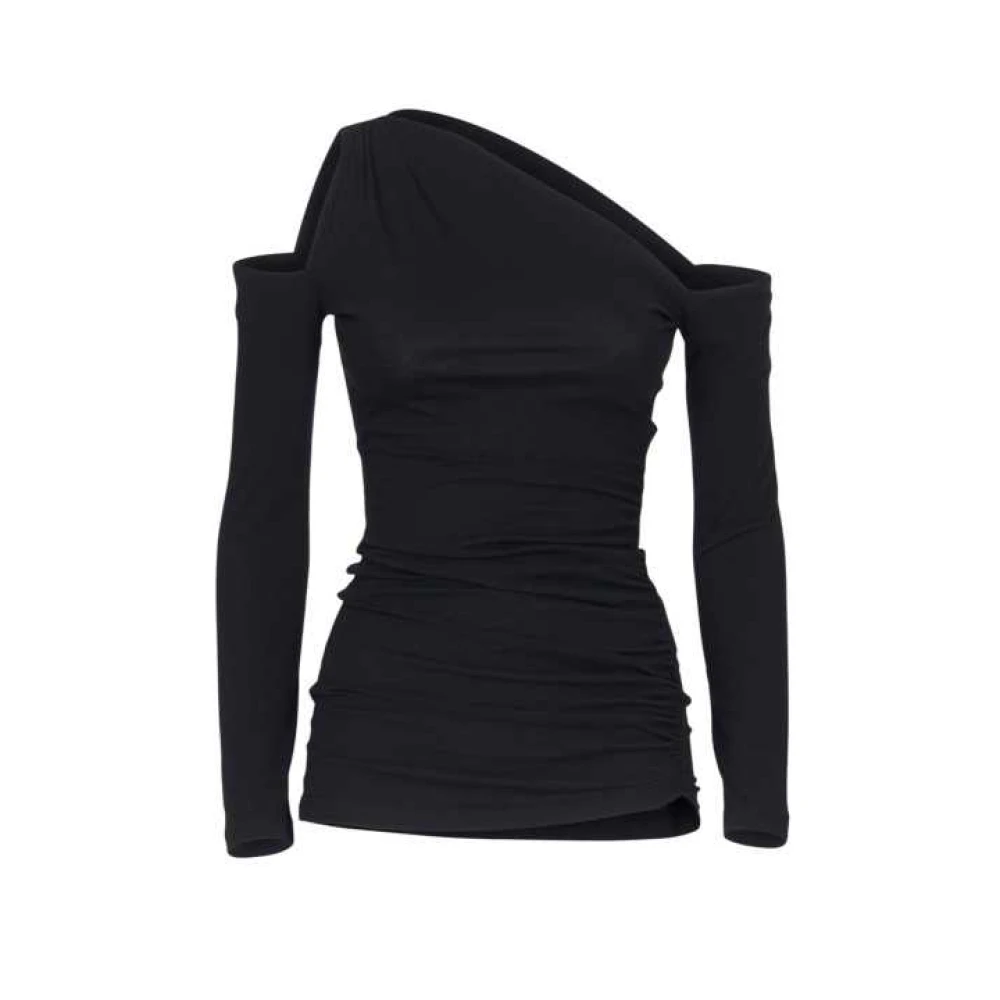 Isabel Benenato Svart Asymmetrisk Jerseytopp