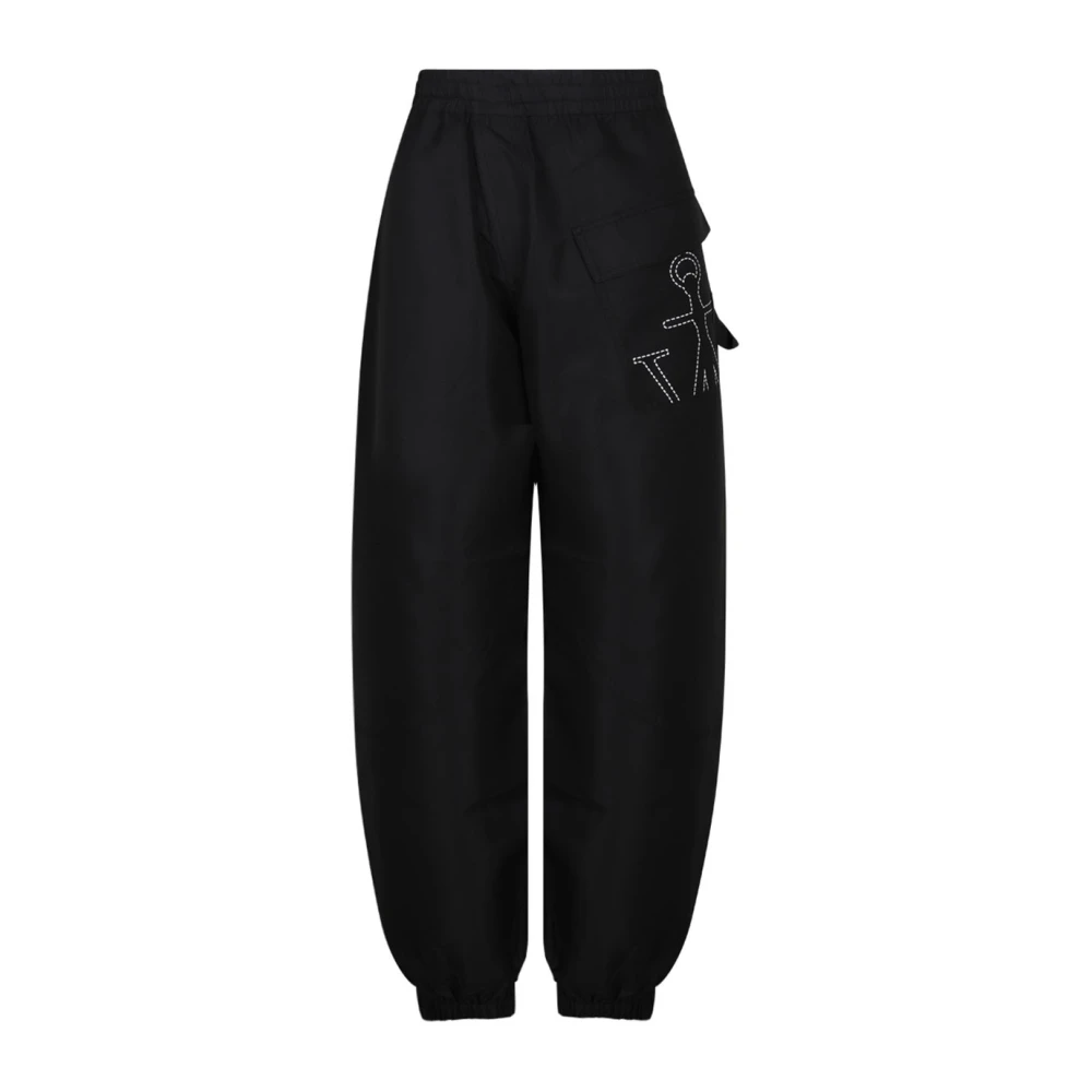JW Anderson Zwarte Asymmetrische Track Pants Black Heren