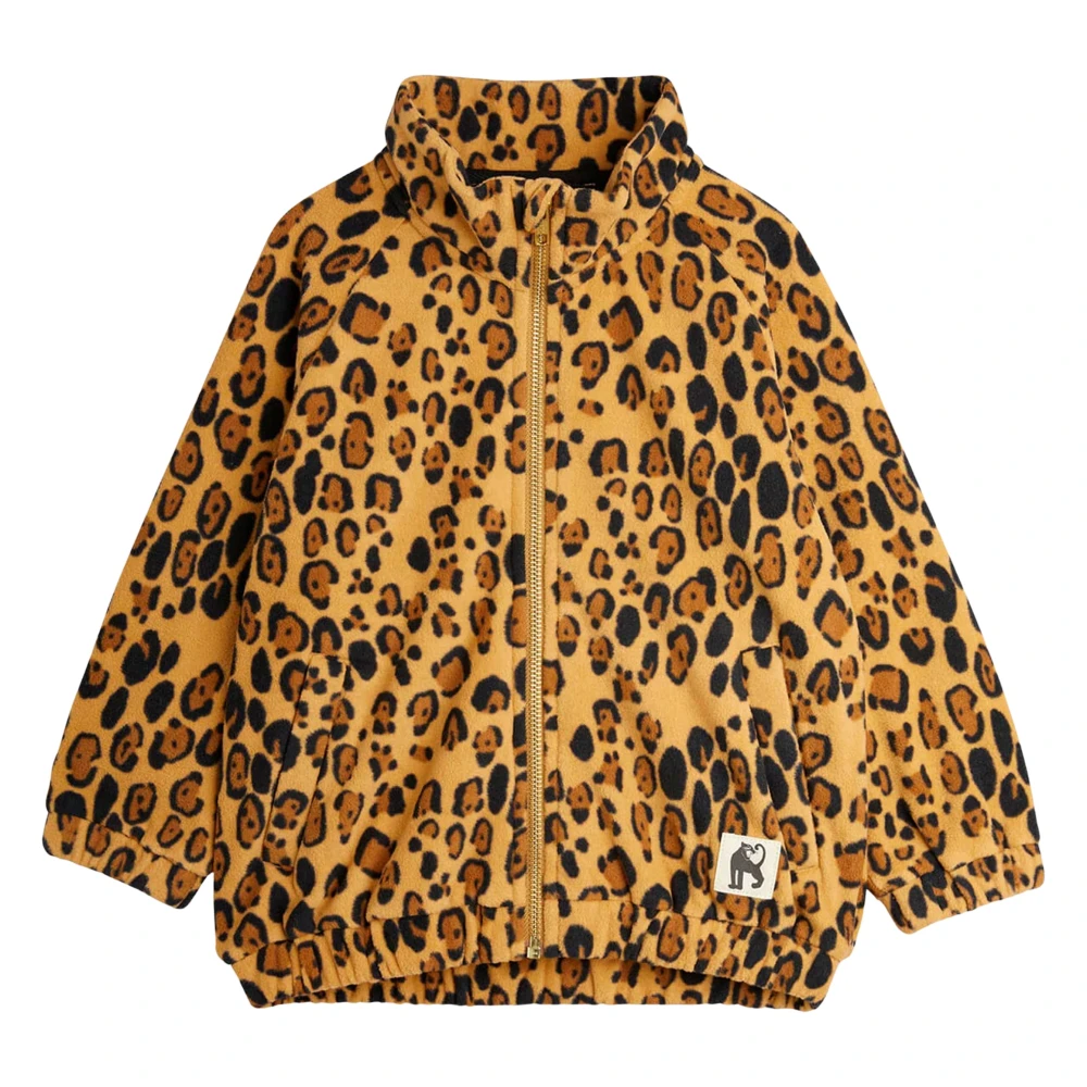 Mini Rodini Girls Brown Leopard Zip Up Top In