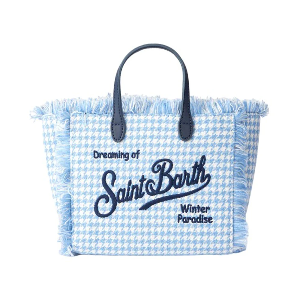 MC2 Saint Barth Mini Handtassen met Franjes en Logo Borduursel Blue Dames