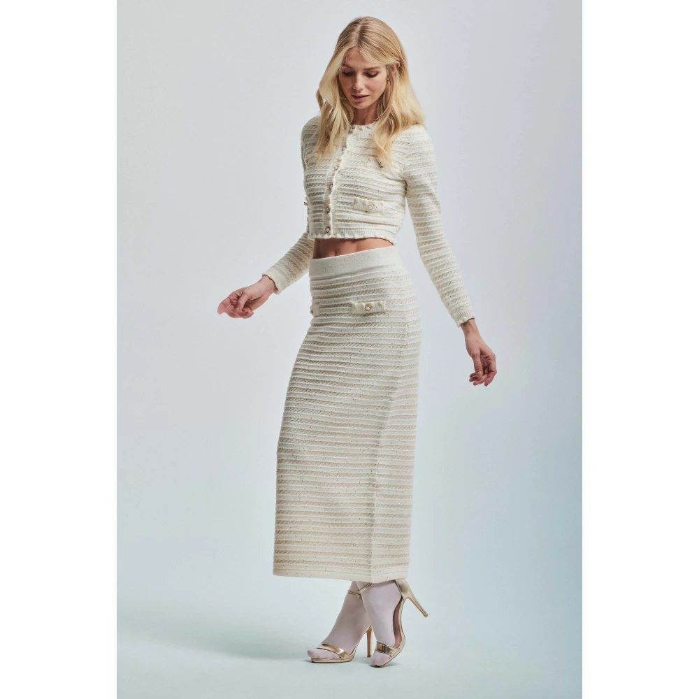 Kocca Gebreide kokerrok met lurex details White Dames