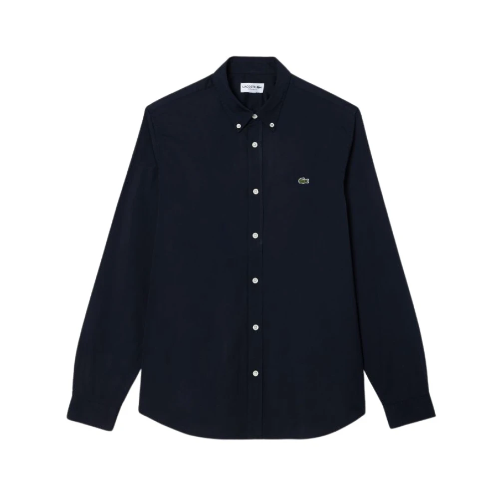 Lacoste Blauw Klassiek Overhemd met Krokodil Borduurwerk Blue Heren