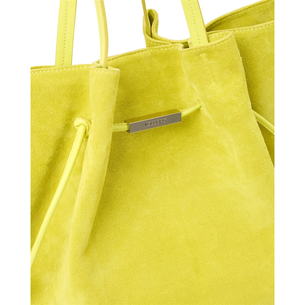 Iceberg Maxi Shopper Tas in Zwart Suède Yellow Dames