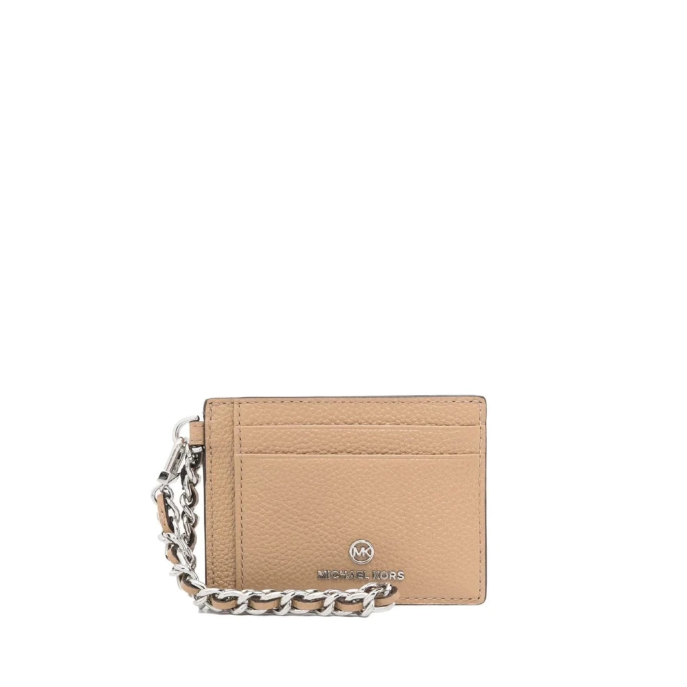Michael Kors Kleine portemonnee met ketting van geperforeerd leer Brown Dames