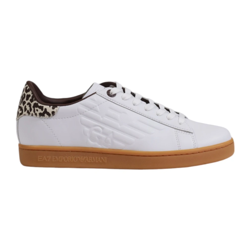 Emporio Armani Ea7 Women's White Raised Logo Leather Trainers - Sneakers - 3 Uk- Shoes