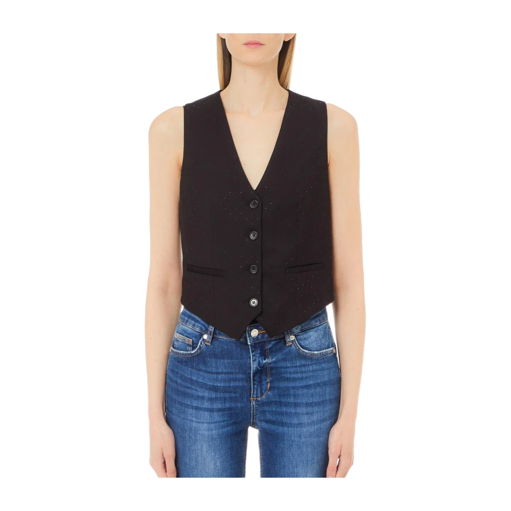 Liu Jo Elegante Zwarte Dandy Sweater Vest Black Dames