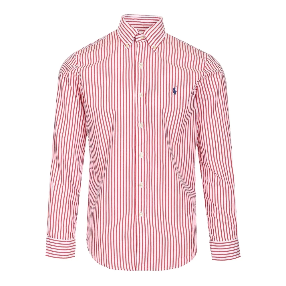 Polo Ralph Lauren Men's Red Casual Shirts, 2XL, Custom Fit Striped Broadcloth Shirt
