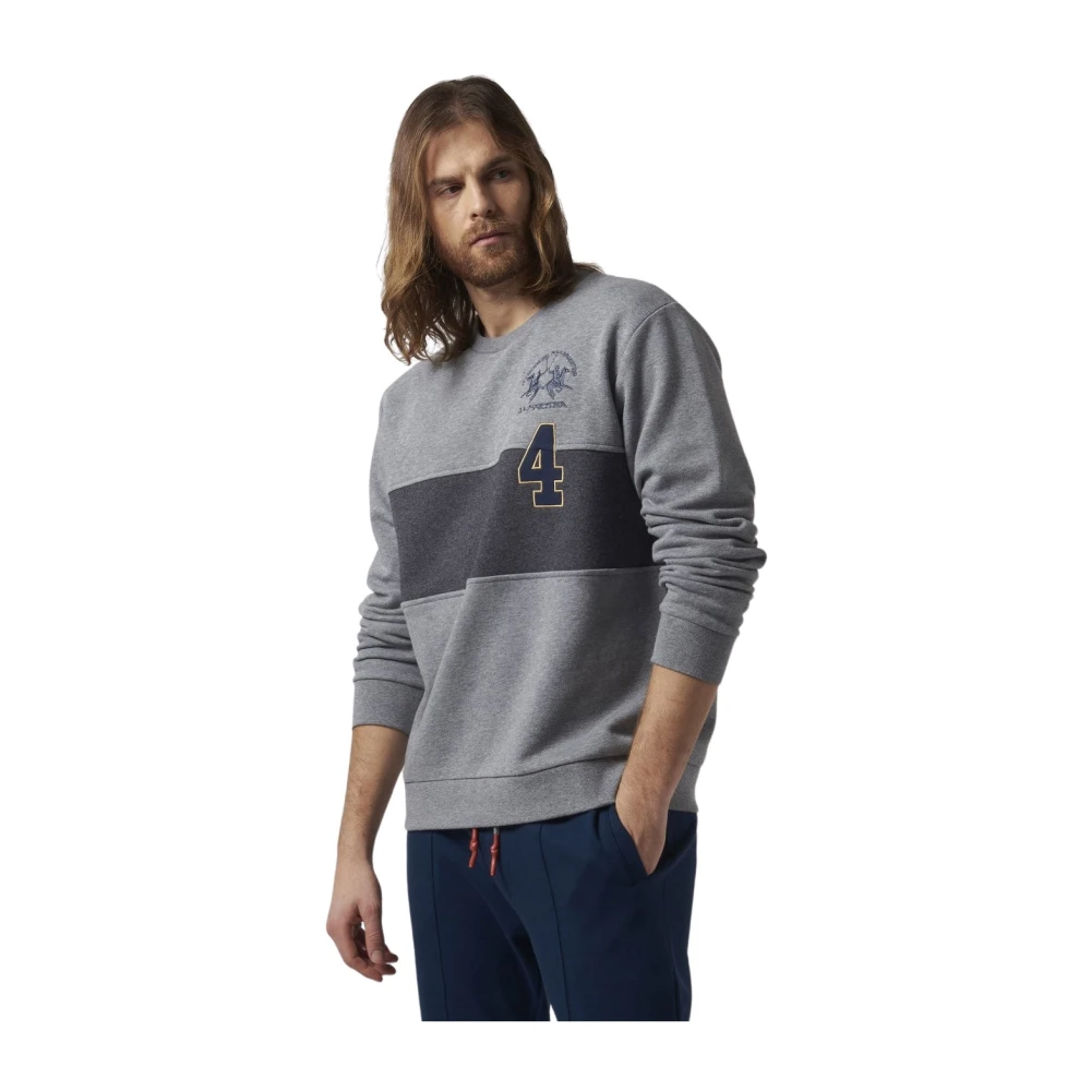 LA MARTINA Herenkatoenen sweatshirt met geborduurd logo Gray Heren