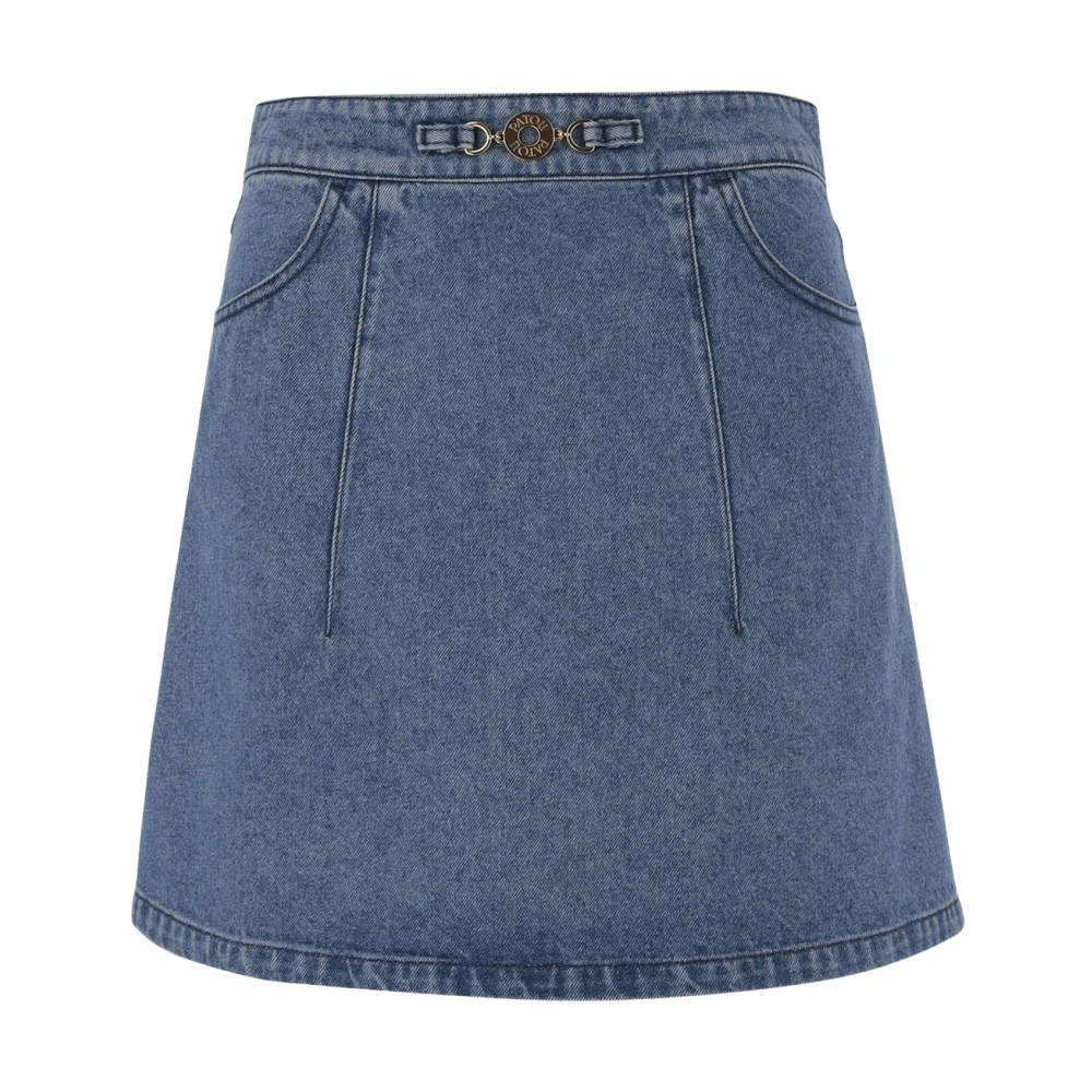 Patou Denim Logo Rok met Zakken Blue Dames
