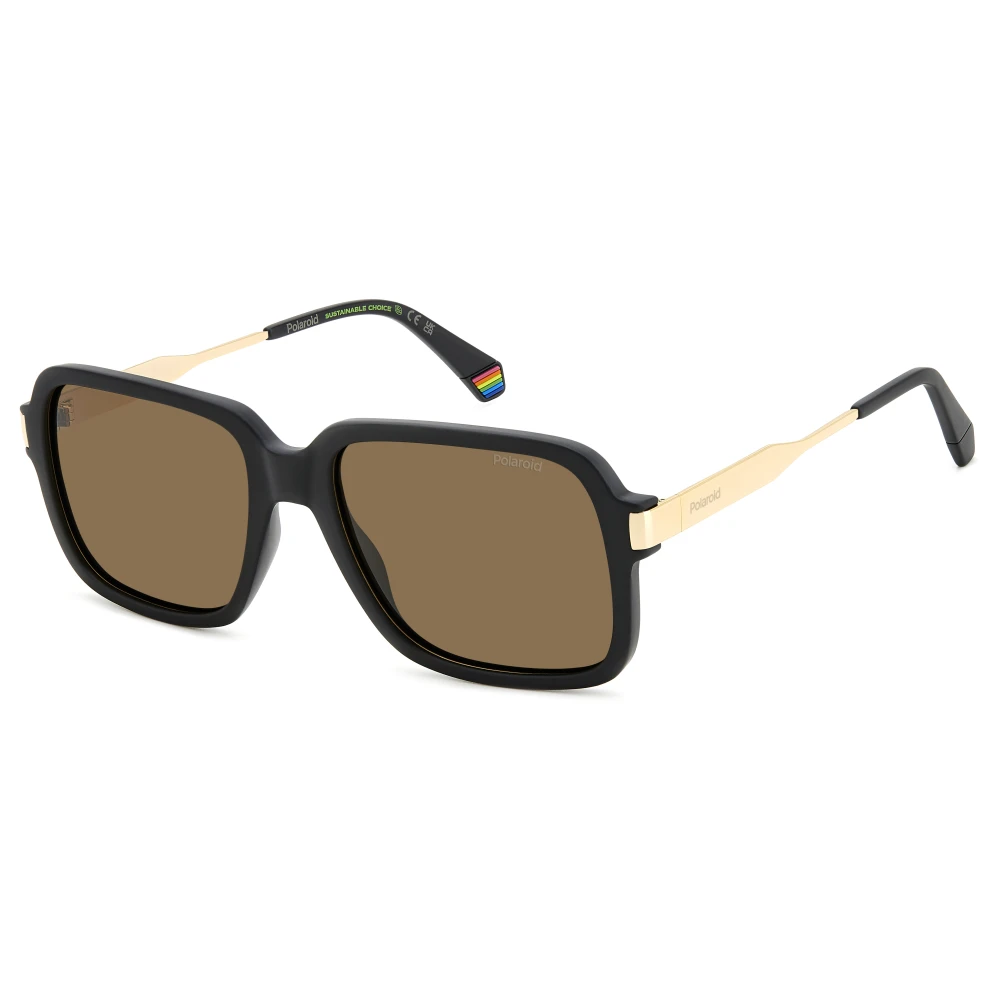 Polaroid Men's Black/Brown Matte Sunglasses