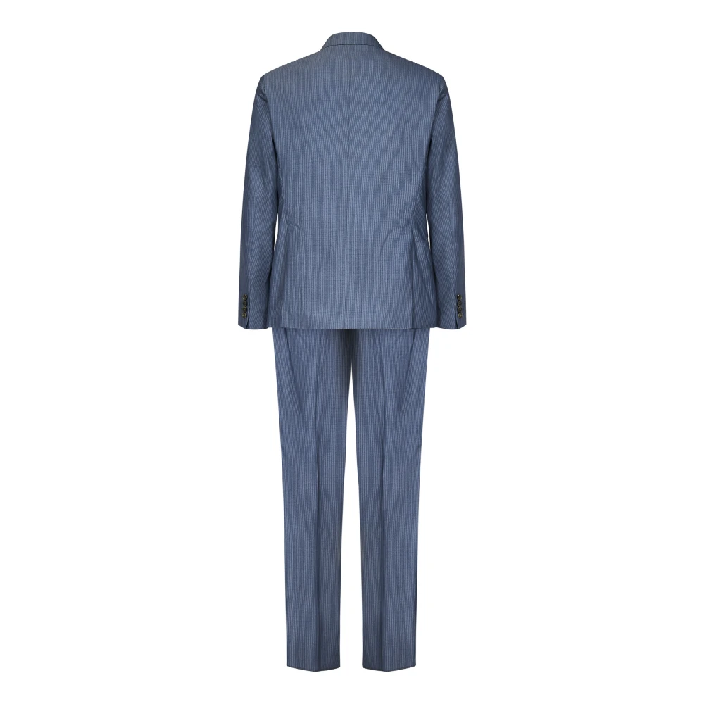 Emporio Armani Double Breasted Suits Blue Heren