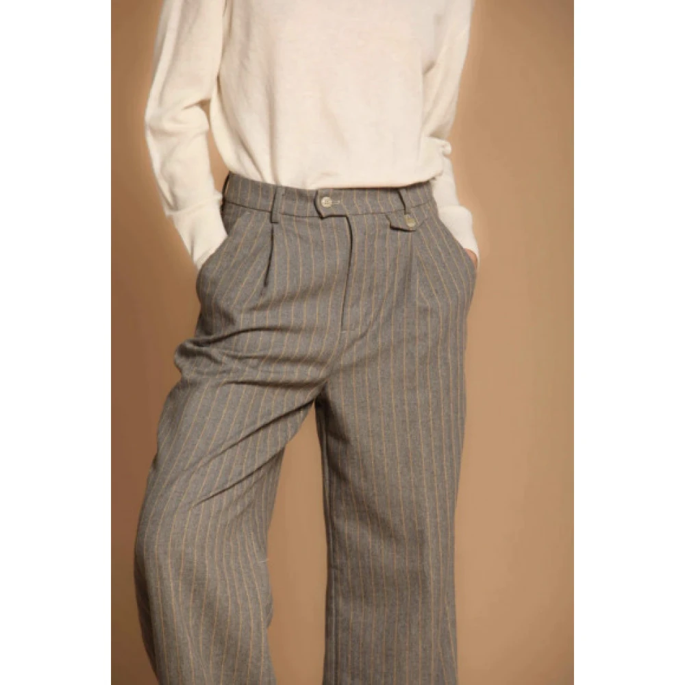 Mason's Beige Chino Broek met Lurex Streep Gray Dames