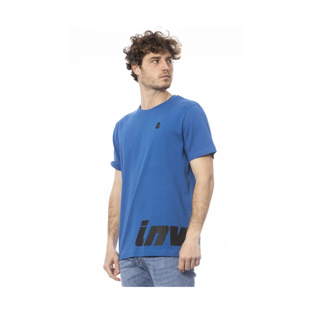 Invicta Blauw Katoen Logo Print T-Shirt Blue Heren